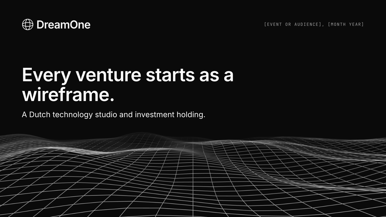 Title slide: the DreamOne landscape with the lockup and title